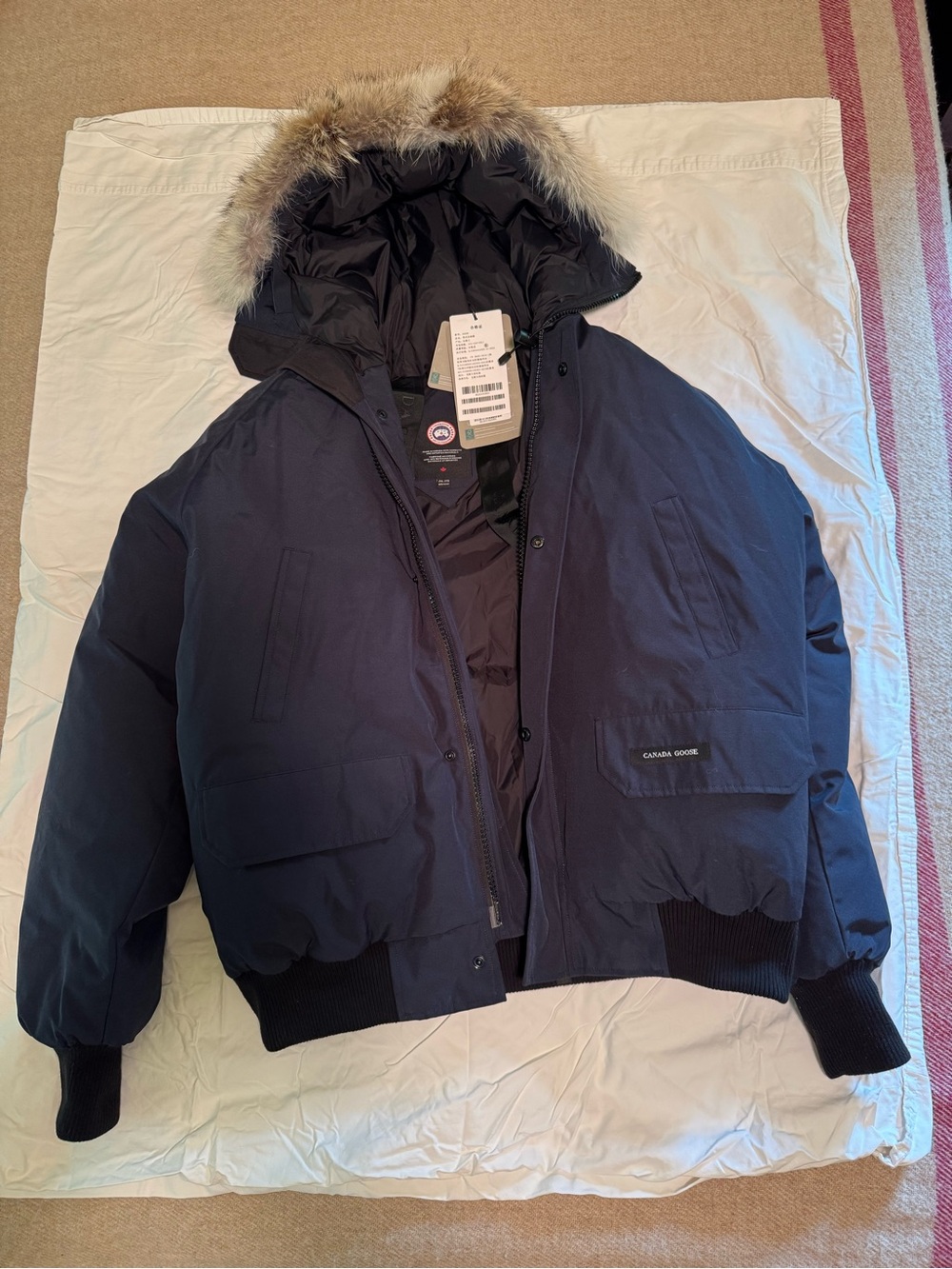 Canada Goose Navy Down Bomber with Fur-Trim Hood